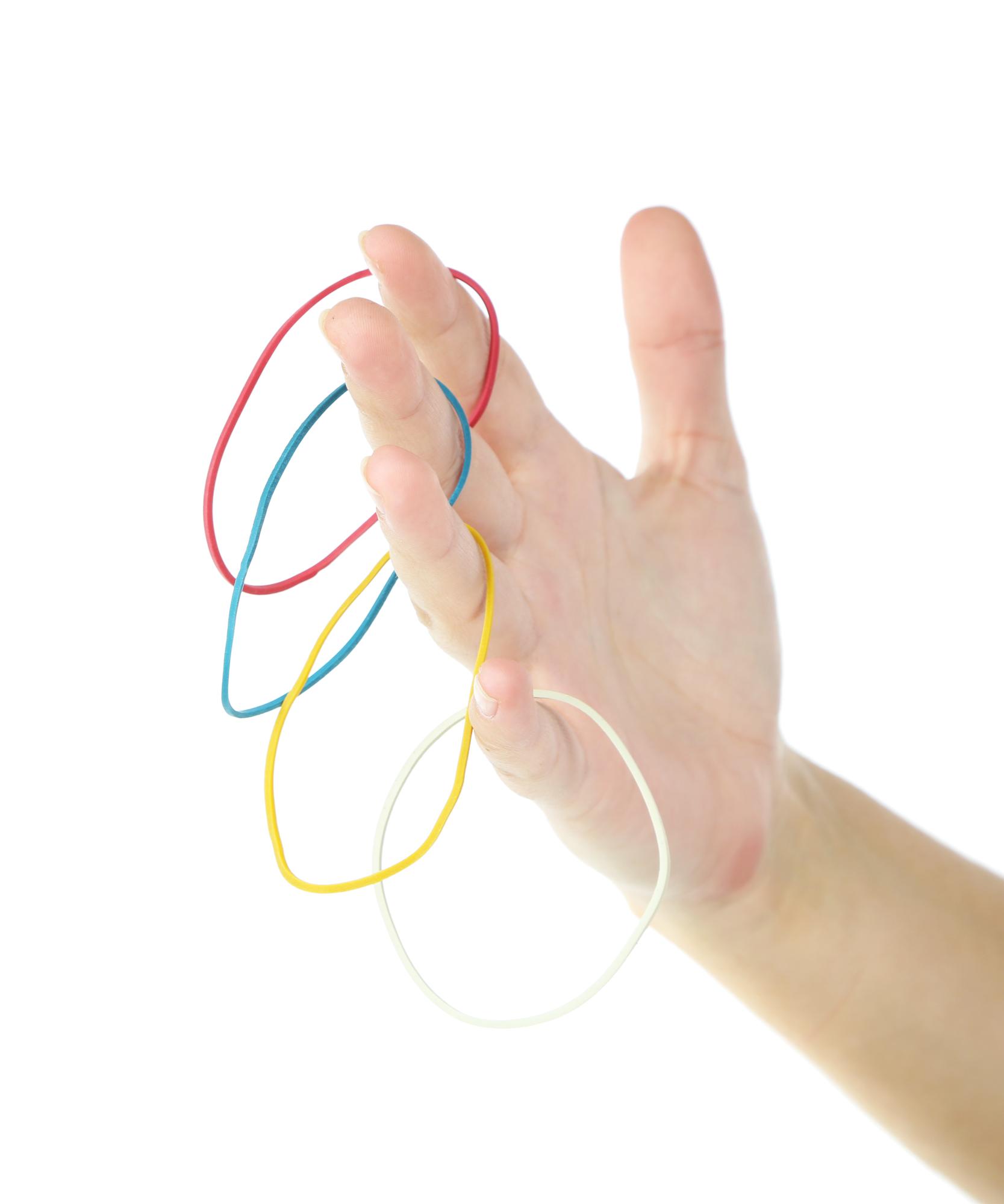 Mano che guida un telaio con filo luminoso